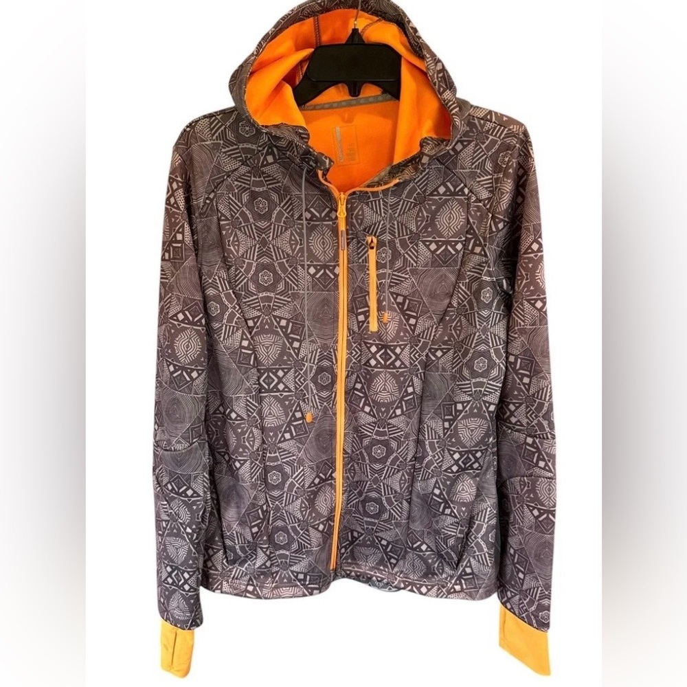 Mondetta Full Zip Performance Wear Hooded Jacket with Orange Accents Size Medium